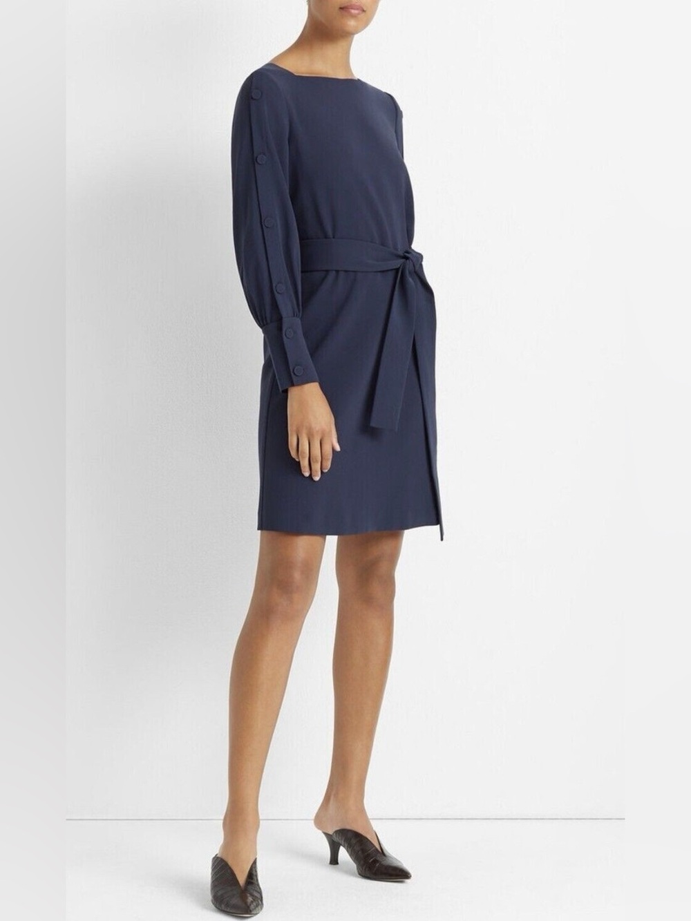 Club Monaco Navy Button Sleeve Shift Dress